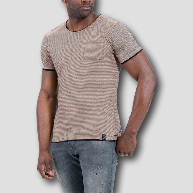 T-Shirt mit Streifen und Brusttasche