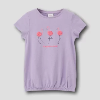 T-Shirt mit Flamingo Applikation