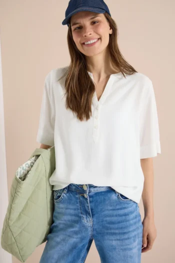 Kurzarm Bluse mit Split Neck 20 Kurzarm Bluse mit Split Neck – Bild 3