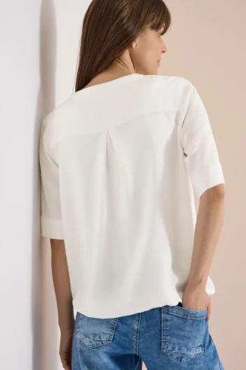 Kurzarm Bluse mit Split Neck 21 Kurzarm Bluse mit Split Neck