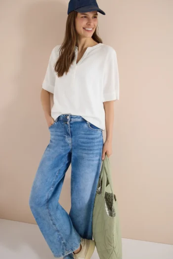 Kurzarm Bluse mit Split Neck 22 Kurzarm Bluse mit Split Neck – Bild 5