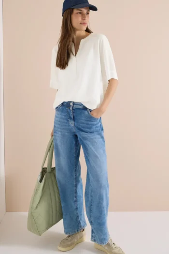 Kurzarm Bluse mit Split Neck 23 Kurzarm Bluse mit Split Neck – Bild 6