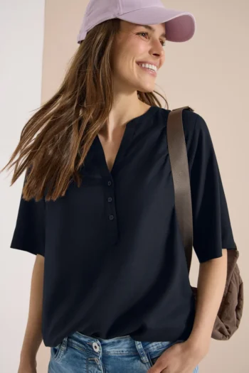 Kurzarm Bluse mit Split Neck 19 Kurzarm Bluse mit Split Neck – Bild 2