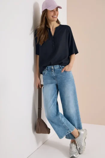 Kurzarm Bluse mit Split Neck 27 Kurzarm Bluse mit Split Neck – Bild 10