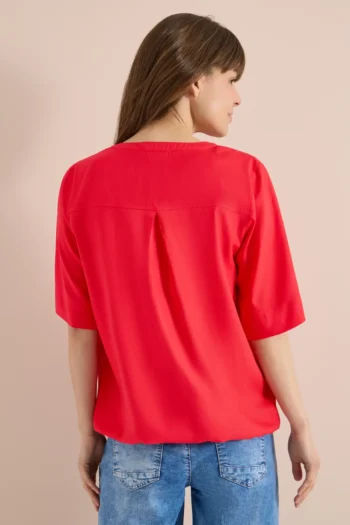 Kurzarm Bluse mit Split Neck 31 Kurzarm Bluse mit Split Neck