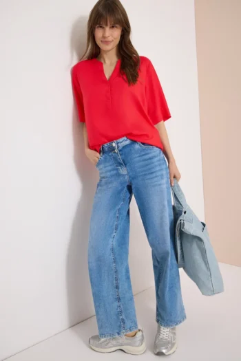 Kurzarm Bluse mit Split Neck 32 Kurzarm Bluse mit Split Neck – Bild 15