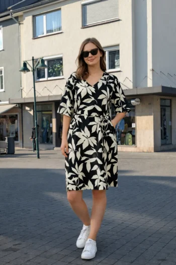 Strukturiertes Kleid mit Gürtel 6 Strukturiertes Kleid mit Gürtel – Bild 3