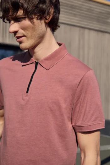 Kurzarm Poloshirt mit Zipper-Kragen 12 Kurzarm Poloshirt mit Zipper-Kragen – Bild 3