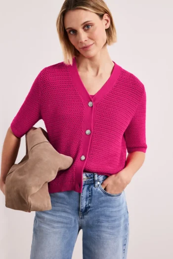 Kurzarm Cardigan mit V-Neck und Struktur 15 Kurzarm Cardigan mit V-Neck und Struktur