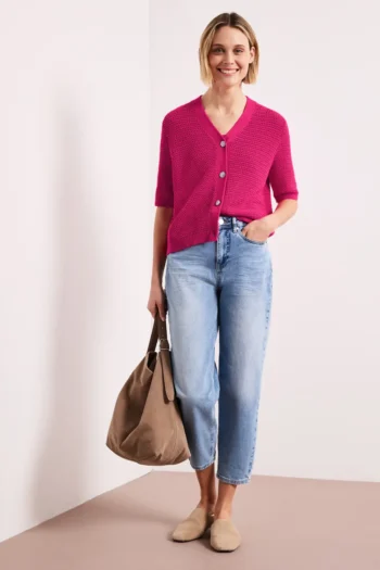 Kurzarm Cardigan mit V-Neck und Struktur 12 Kurzarm Cardigan mit V-Neck und Struktur – Bild 3