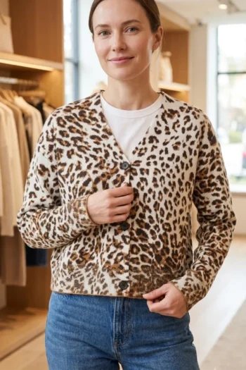 Cardigan mit Leo-Jacquardmuster