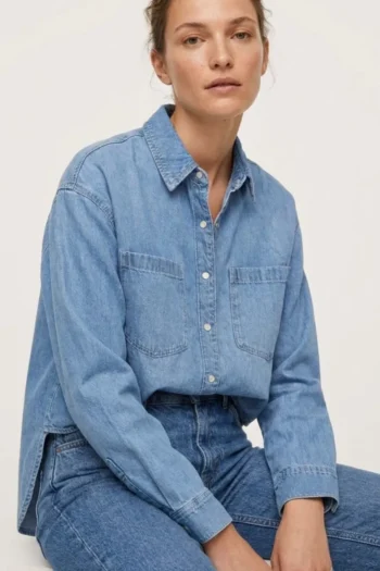 Verkürzte Denim-Bluse von S.Oliver