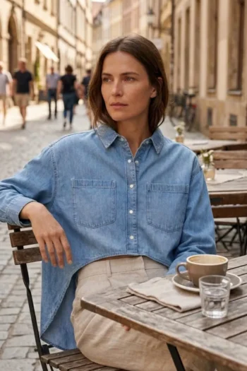 Verkürzte Denim-Bluse von S.Oliver 8 Verkürzte Denim-Bluse von S.Oliver – Bild 4