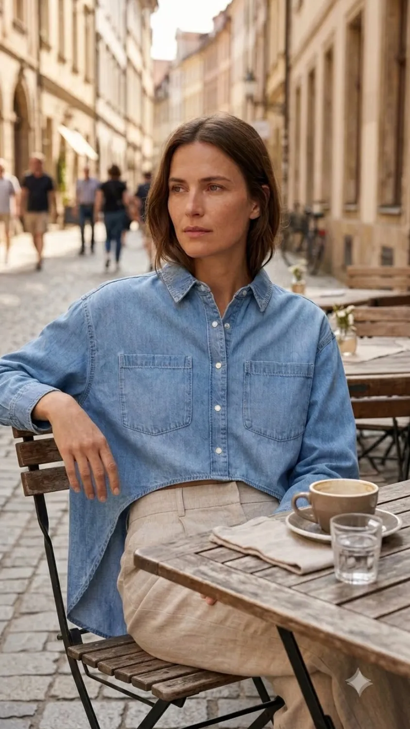 Verkürzte Denim-Bluse von S.Oliver 4 Verkürzte Denim-Bluse von S.Oliver – Bild 4