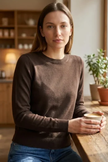 Cardigan mit Leo-Jacquardmuster 20 Alternative view of Regular Fit Pullover mit Rollkanten am Saum