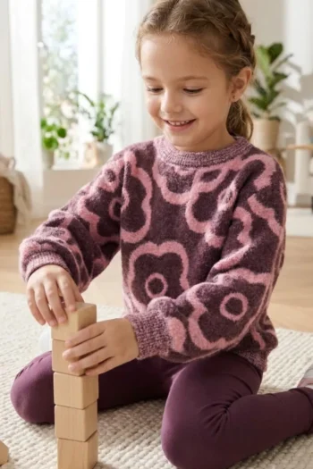 Kuscheliger Strickpullover mit Blumenmuster