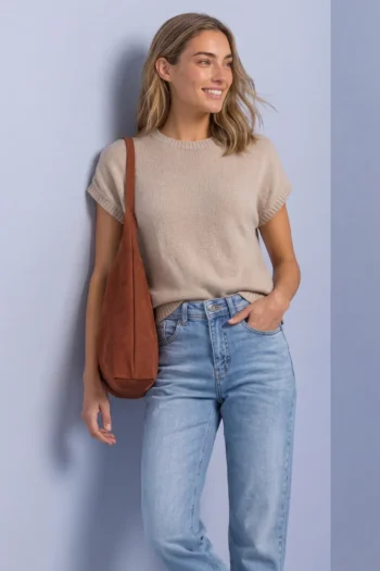 Ärmelloser Pullover mit Rundhals