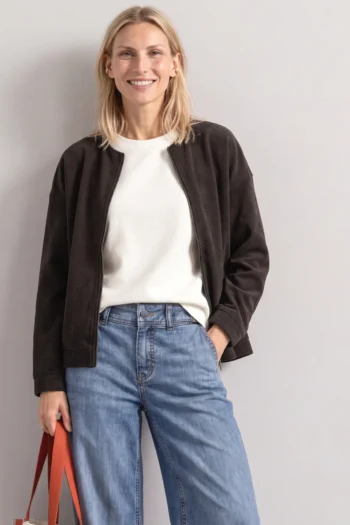Jacke in Cord-Optik mit Rundhals